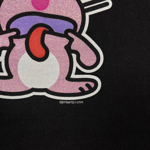 Rare Y2K Vintage Glitter It's Happy Bunny Hoodie Sweatshirt Grunge Jim Benton - Picture 5 of 16